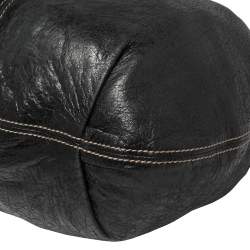Pre Owned Miu Miu Black Distressed Leather Hobo