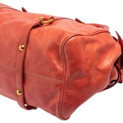 Pre Owned Miu Miu Coral Orange Vitello Lux Leather Bow Satchel