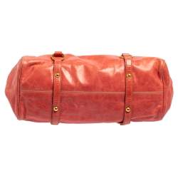 Pre Owned Miu Miu Coral Orange Vitello Lux Leather Bow Satchel