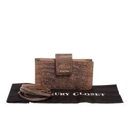 Pre Owned Miu Miu Pink/Black Lizard Embossed Leather Crossbody Bag