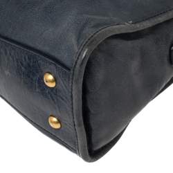 Pre Owned Miu Miu Blue Leather Front Zip Satchel