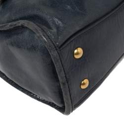 Pre Owned Miu Miu Blue Leather Front Zip Satchel