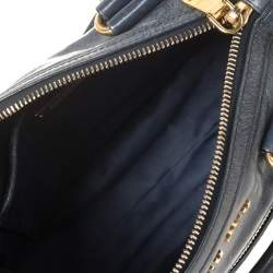Pre Owned Miu Miu Blue Leather Front Zip Satchel