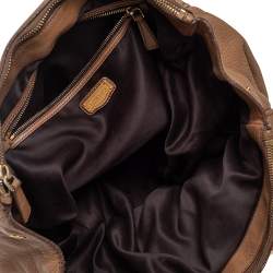 Pre Owned Miu Miu Brown Pebbled Leather Double Zip Tote
