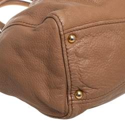 Pre Owned Miu Miu Brown Pebbled Leather Double Zip Tote