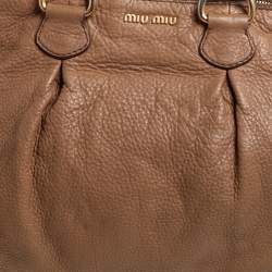 Pre Owned Miu Miu Brown Pebbled Leather Double Zip Tote