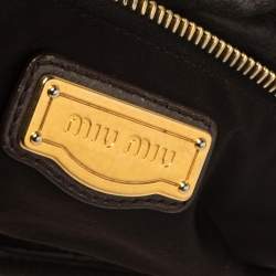 Pre Owned Miu Miu Grey Matelassé Leather Coffer Hobo