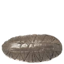 Pre Owned Miu Miu Grey Matelassé Leather Coffer Hobo