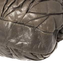 Pre Owned Miu Miu Grey Matelassé Leather Coffer Hobo