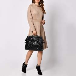 Miu Miu Black Vitello Lux Leather Bow Satchel