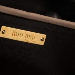 Pre Owned Miu Miu Beige/Black Madras Leather Zip Bauletto Satchel