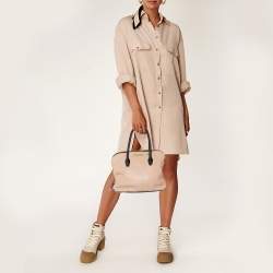 Pre Owned Miu Miu Beige/Black Madras Leather Zip Bauletto Satchel