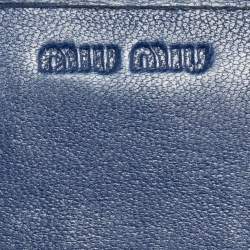 Pre Owned محفظة بسلسلة ميو ميو جلد ماتيلاس أزرق بقلاب