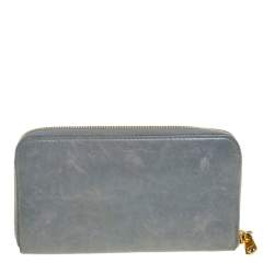 Miu Miu Grey Leather Zip Around Wallet