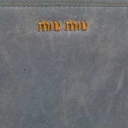 Miu Miu Grey Leather Zip Around Wallet
