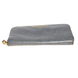 Miu Miu Grey Leather Zip Around Wallet