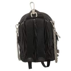 Miu Miu Black Matelassé Leather Mini Backpack