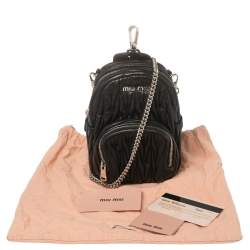 Miu Miu Black Matelassé Leather Mini Backpack