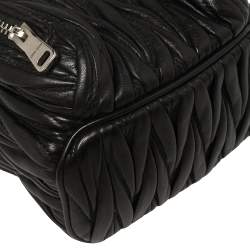 Miu Miu Black Matelassé Leather Mini Backpack