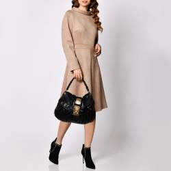 مملوكة مسبقًا Miu Miu Black Matelassé Lux Leather Coffer Hobo