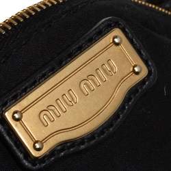 مملوكة مسبقًا Miu Miu Black Matelassé Lux Leather Coffer Hobo