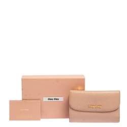 Miu Miu Pink Madras Leather Compact Wallet