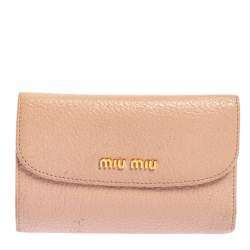 Miu Miu Pink Madras Leather Compact Wallet