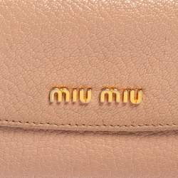Miu Miu Pink Madras Leather Compact Wallet