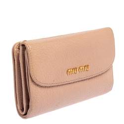 Miu Miu Pink Madras Leather Compact Wallet