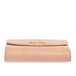 Miu Miu Pink Madras Leather Compact Wallet