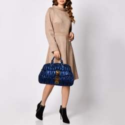  MIU MIU Blue Matelassé Quilted Leather Satchel