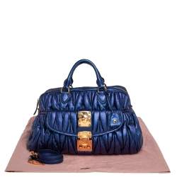  MIU MIU Blue Matelassé Quilted Leather Satchel