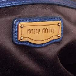  MIU MIU Blue Matelassé Quilted Leather Satchel
