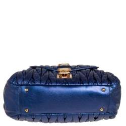  MIU MIU Blue Matelassé Quilted Leather Satchel
