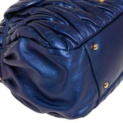  MIU MIU Blue Matelassé Quilted Leather Satchel