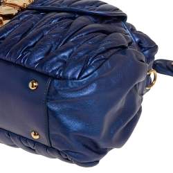  MIU MIU Blue Matelassé Quilted Leather Satchel