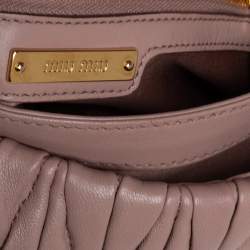 Pre Owned Miu Miu Pink Matelassé Leather Flap Crossbody Bag