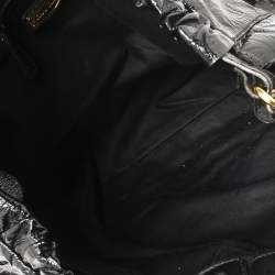 Pre Owned Miu Miu Black Patent Leather Gathered Tote