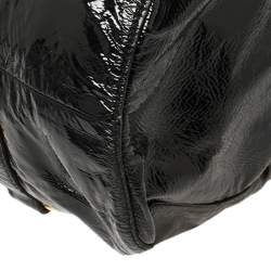 Pre Owned Miu Miu Black Patent Leather Gathered Tote