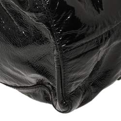 Pre Owned Miu Miu Black Patent Leather Gathered Tote