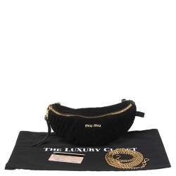 Miu Miu Black Matelassé Velvet Belt Bag