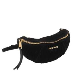 Miu Miu Black Matelassé Velvet Belt Bag