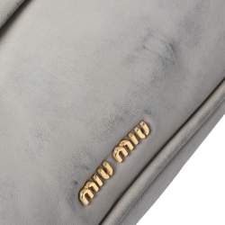 Miu Miu Grey Leather Frame Chain Shoulder Bag