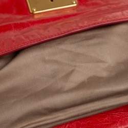 Pre Owned حقيبة كلتش ميو ميو قفل ضاغط جلد أحمر ياقوتي داكن