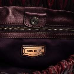 Pre Owned Miu Miu Burgundy and Red Diamond Quilt Leather Shoulder Bag