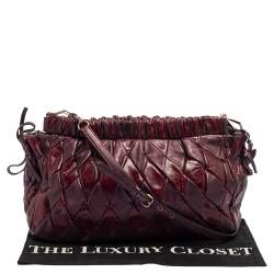 Pre Owned Miu Miu Burgundy and Red Diamond Quilt Leather Shoulder Bag