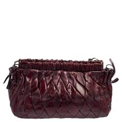 Pre Owned Miu Miu Burgundy and Red Diamond Quilt Leather Shoulder Bag