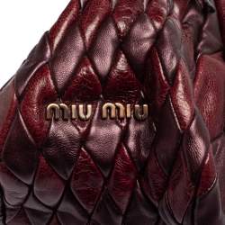 Pre Owned Miu Miu Burgundy and Red Diamond Quilt Leather Shoulder Bag