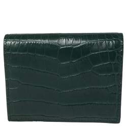 مملوكة مسبقًا محفظة ميو ميو بيفولد جلد نقشة التمساح خضراء 