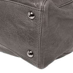 Pre Owned Miu Miu Grey Glaze Leather Gathered Tote